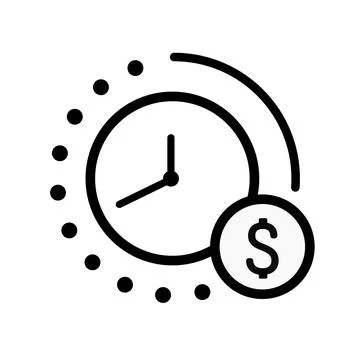 Vector time is money, clock with coin line icon. Symbol and sign illustrati.. Stock Illustration