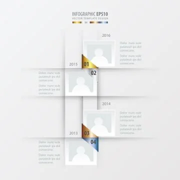 Vector timeline design gold, bronze, silver, blue color Illustrazione stock