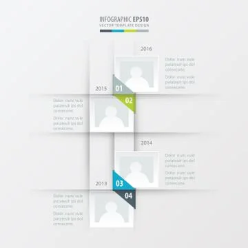 Vector timeline design Green, blue, gray color Stock Illustration