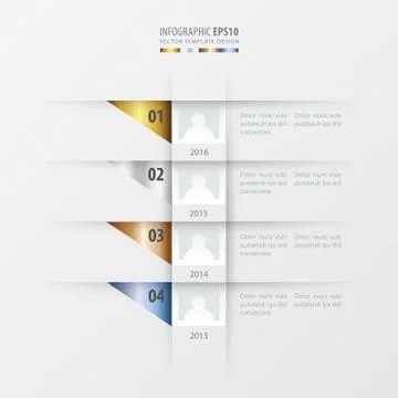 Vector timeline design template   gold, bronze, silver, blue color Stock Illustration
