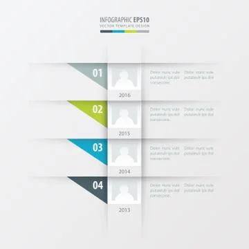 Vector timeline design template  Green, blue, gray color Stock Illustration