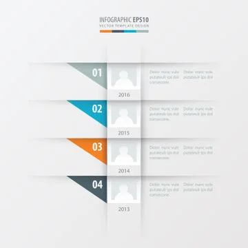 Vector timeline design template   yellow, blue, pink color Illustrazione stock