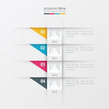Vector timeline design template  yellow, blue, pink color Stock Illustration