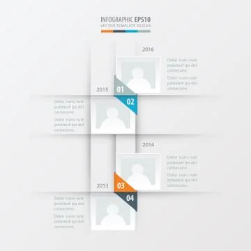 Vector timeline design   yellow, blue, pink color Illustrazione stock