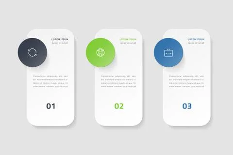 Vector timeline infographic with 3 options, steps or processes. Stock Illustration