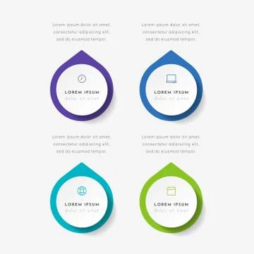Vector timeline infographic with 4 pointers, steps or processes Illustrazione stock