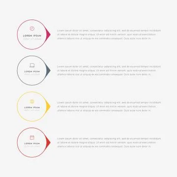 Vector timeline infographic with 4 pointers, steps or processes Stock Illustration