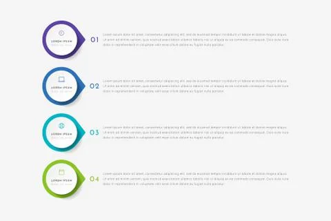 Vector timeline infographic with 4 pointers, steps or processes Stock Illustration