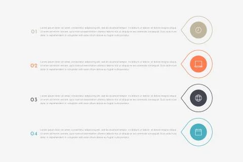 Vector timeline infographic with 4 pointers, steps or processes. Illustrazione stock