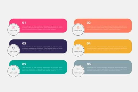 Vector timeline infographic with 6 options, steps or processes Stock Illustration