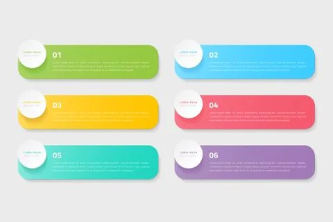 Vector timeline infographic with 6 options, steps or processes. Stock Illustration
