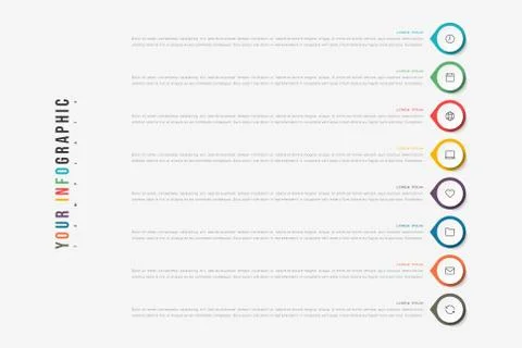 Vector timeline infographic with 8 pointers, steps Stock Illustration