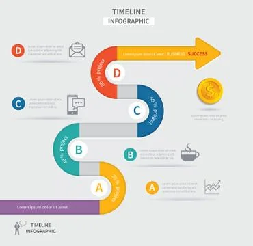 Vector timeline infographic template Stock Illustration