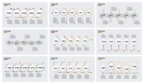 Vector timeline minimal infographic concept templates with five periods of time Stock Illustration