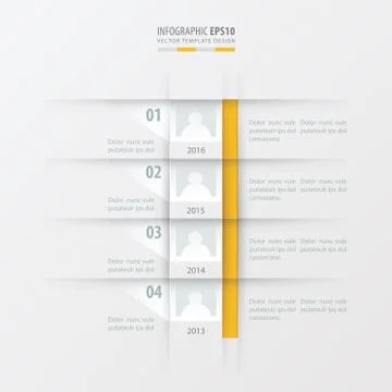 Vector timeline report design template  yellow color Stock Illustration