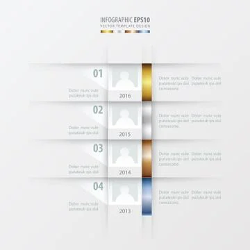 Vector timeline report design template  gold, bronze, silver, blue color Stock Illustration