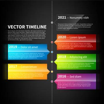 Vector timeline template with colorful glossy tabs. Stock Illustration