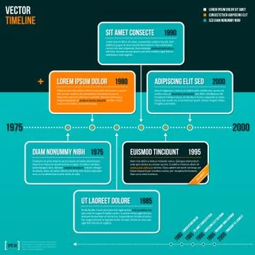 Vector timeline template on turquoise background. EPS10. Stock Illustration