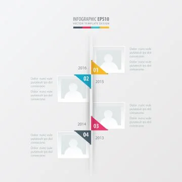 Vector timeline   yellow, blue, pink color Stock Illustration