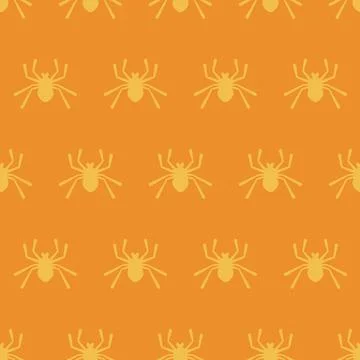 Vector Tiny Spiders in Orange seamless pattern background. Perfect for fabric Stock Illustration