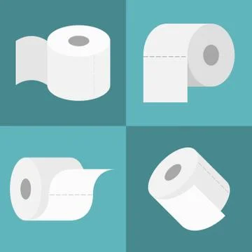 Vector tissue roll icons set, flat design Stock Illustration