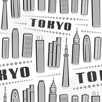 Vector Tokyo Seamless Pattern Stock Illustration