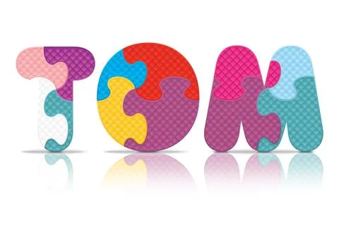 Vector tom written with alphabet puzzle Stock Illustration