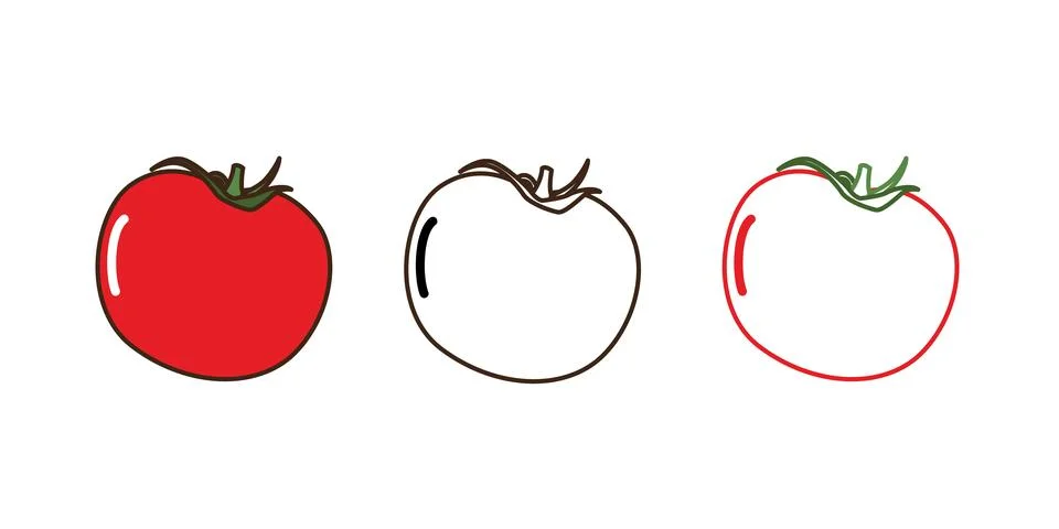 Vector Tomato icon Vegetables logo. Thin line art design, outline illustration Illustrazione stock