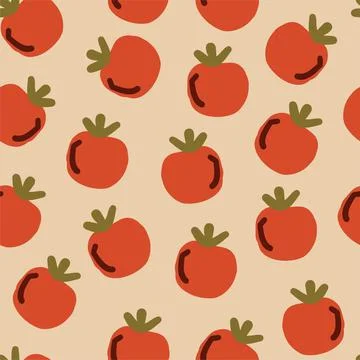 Vector tomato seamless pattern. Repeating background of tomato on a pink Stock Illustration