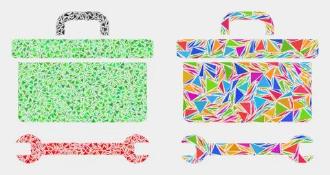 Vector Toolbox Wrench Mosaic Icon of Triangle Elements Stock Illustration