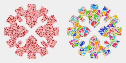Vector Tools Gear Mosaic Icon of Triangles Illustrazione stock