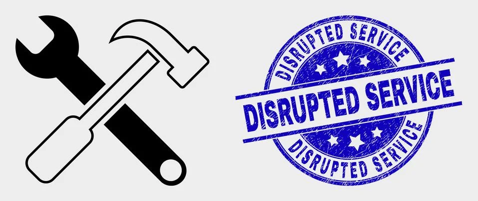 Vector Tools Icon and Grunge Disrupted Service Stamp Seal Stock Illustration