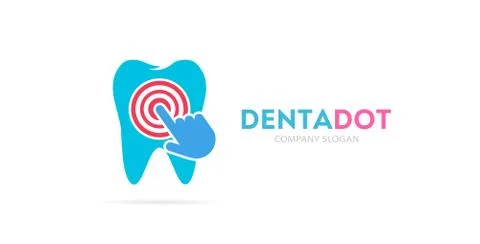 Vector tooth and click logo combination. Dental clinic and cursor symbol or icon Stock Illustration