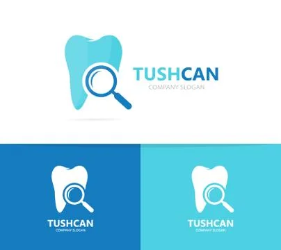 Vector of tooth and loupe logo combination. Dental and magnifying glass symbol Stock Illustration
