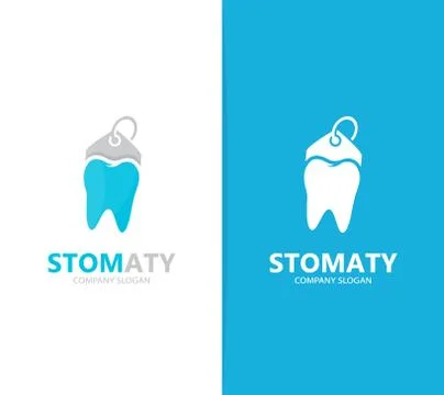 Vector of tooth and tag logo combination. Dental and shop symbol or icon. Unique Illustrazione stock