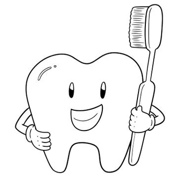 Vector of tooth and toothbrush Stock Illustration