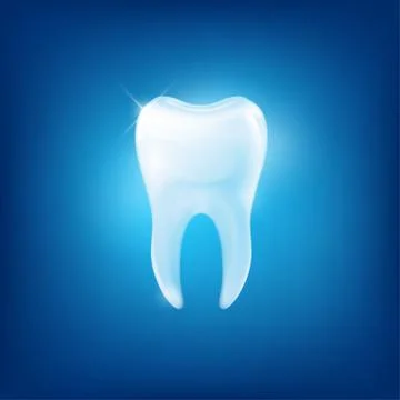 Vector tooth fang on blue background Stock Illustration