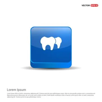 Vector Tooth Icon - 3d Blue Button Illustrazione stock