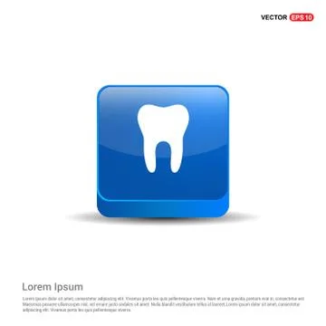 Vector Tooth Icon - 3d Blue Button Stock Illustration