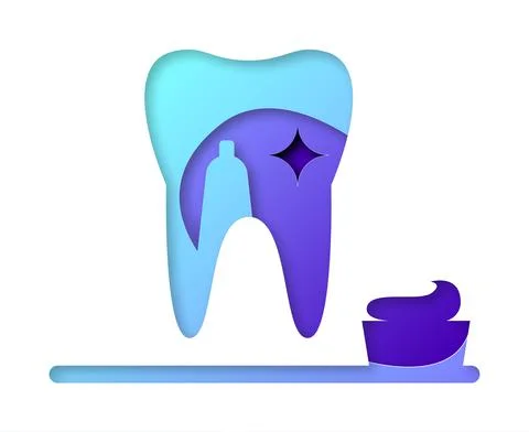 Vector tooth in paper art style Stock Illustration