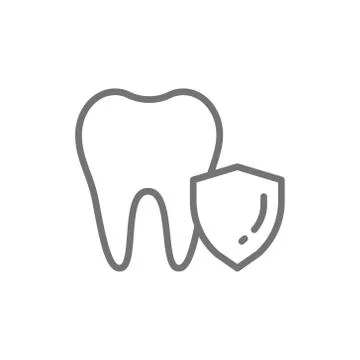 Vector tooth protection, dental save line icon. Stock Illustration