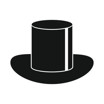 Vector top hat black simple icon isolated on white Stock Illustration