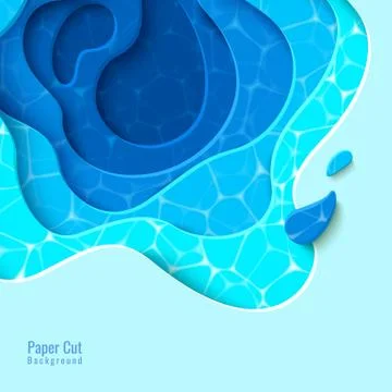 Vector top view tropical pool in paper cut style Stock Illustration