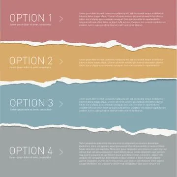 Vector torn paper background. Four options template. - Illustration Stock Illustration