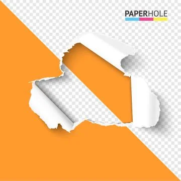 Vector Torn paper hole on half transparent background colofrul concept Stock Illustration