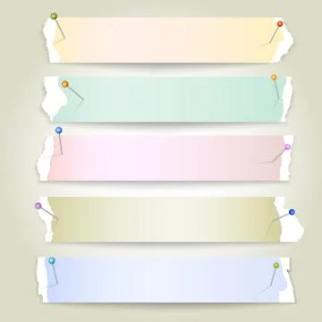 Vector torn paper stripes with pins - Illustration Stock Illustration
