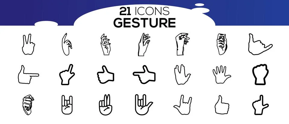 Vector touch screen gestures icons in thin line style. Stock Illustration
