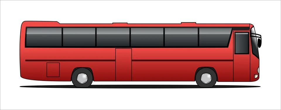 Vector tourist bus, side view, template isolated on white background. Stock Illustration