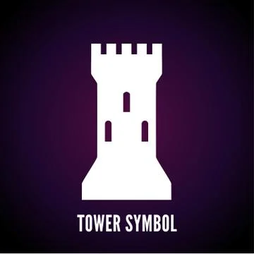 Vector tower symbol. Castle icon on dark background. Stock Illustration