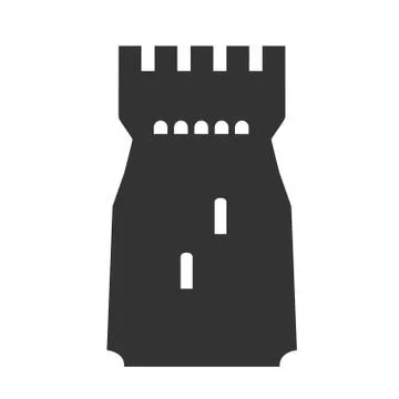Vector tower symbol. Castle icon isolated on white Stock Illustration
